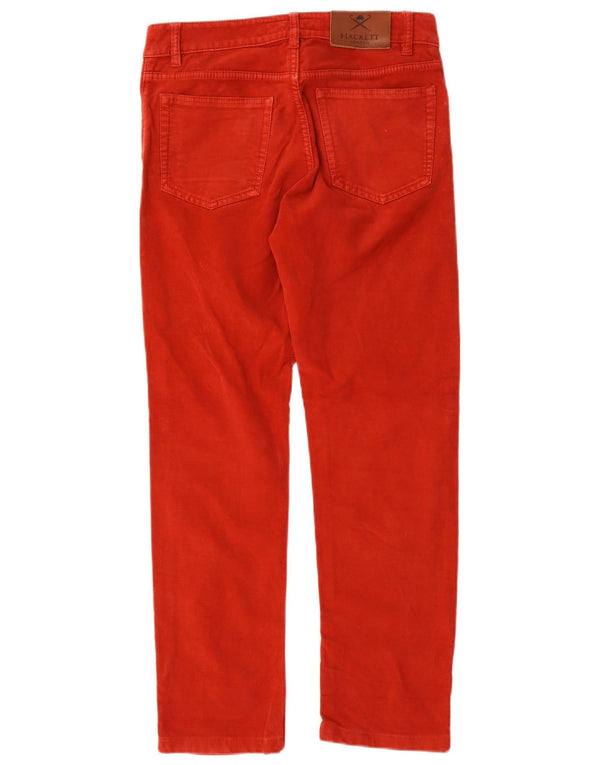 Hackett Mens Straight Casual Trousers W30 L29 Red Cotton