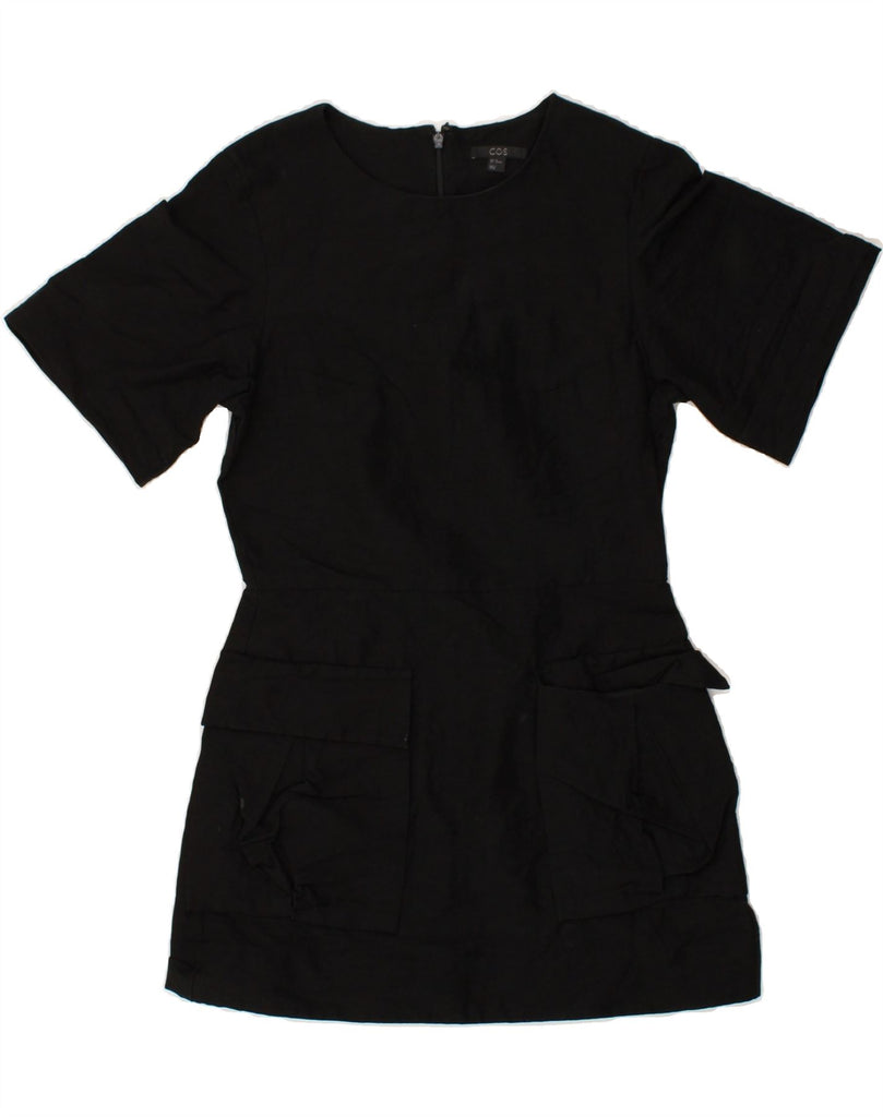 COS Womens Short Sleeves Basic Dress EU 34 XS Black Linen | Vintage Cos | Thrift | Second-Hand Cos | Used Clothing | Messina Hembry 