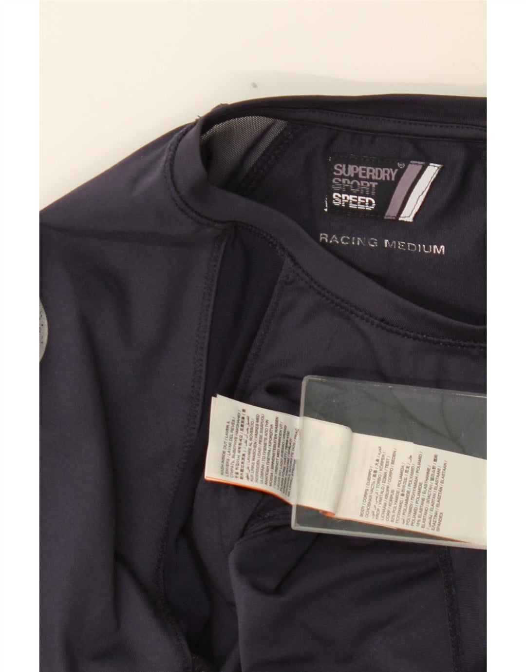Superdry Womens Graphic Top Long Sleeve UK 12 Medium Navy Blue Colourblock
