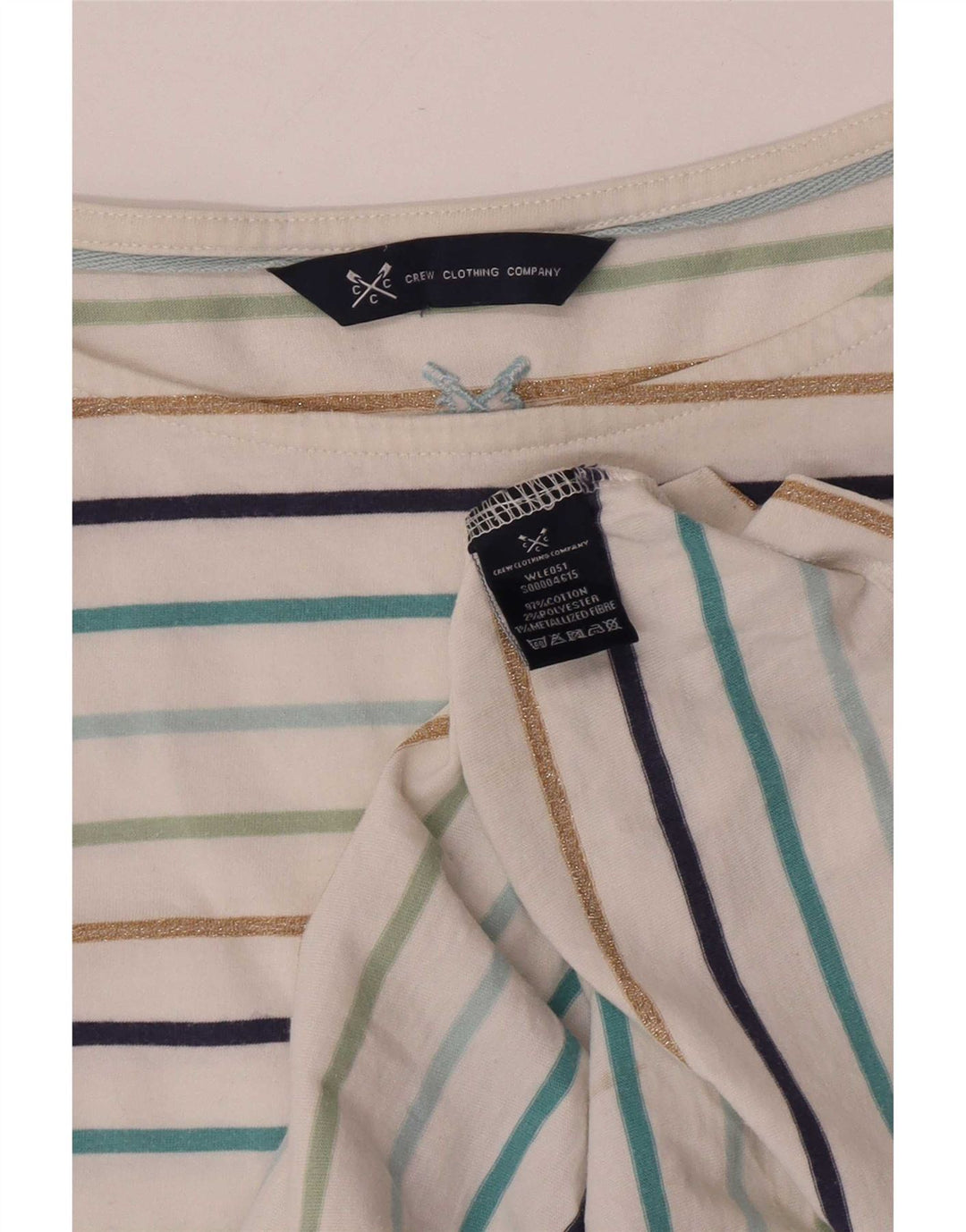 Crew Clothing Womens Top 3/4 Sleeve UK 12 Medium Multicoloured Striped