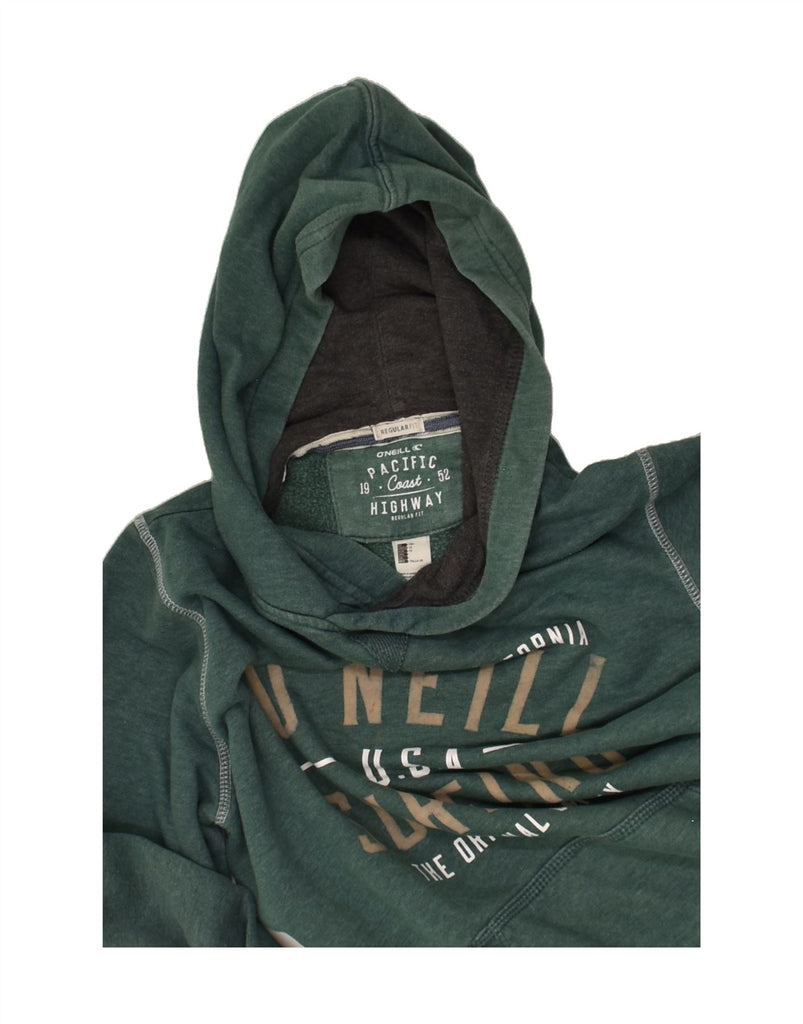 O'NEILL Boys Graphic Hoodie Jumper 13-14 Years Green Cotton | Vintage O'Neill | Thrift | Second-Hand O'Neill | Used Clothing | Messina Hembry 