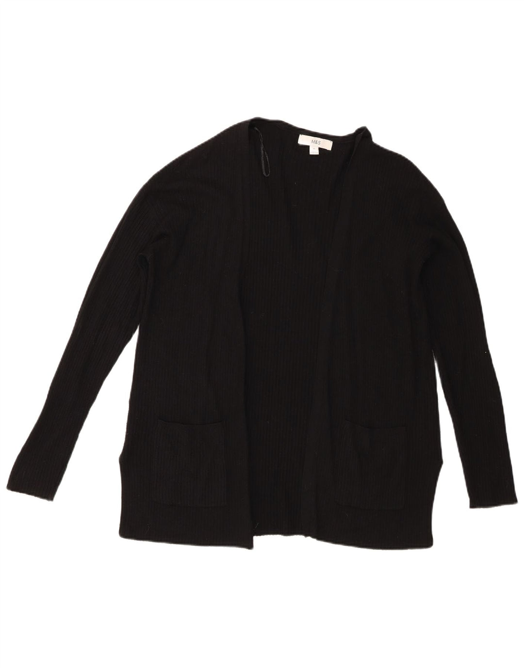 Marks & Spencer Womens Open Cardigan Sweater UK 14 Medium Black Viscose