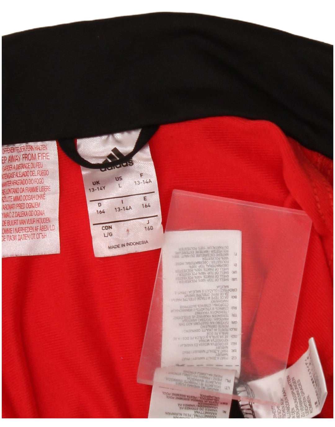 ADIDAS Boys Graphic Tracksuit Top Jacket 13-14 Years Black Colourblock