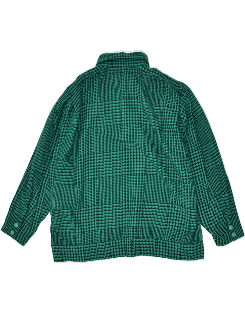 VINTAGE Womens Longline Polo Shirt UK 16 Large Green Houndstooth | Vintage Vintage | Thrift | Second-Hand Vintage | Used Clothing | Messina Hembry 