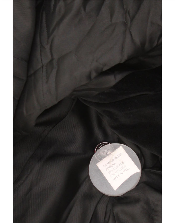 Tris Line Womens 3 Button Velvet Blazer Jacket IT 44 Medium Black Acetate