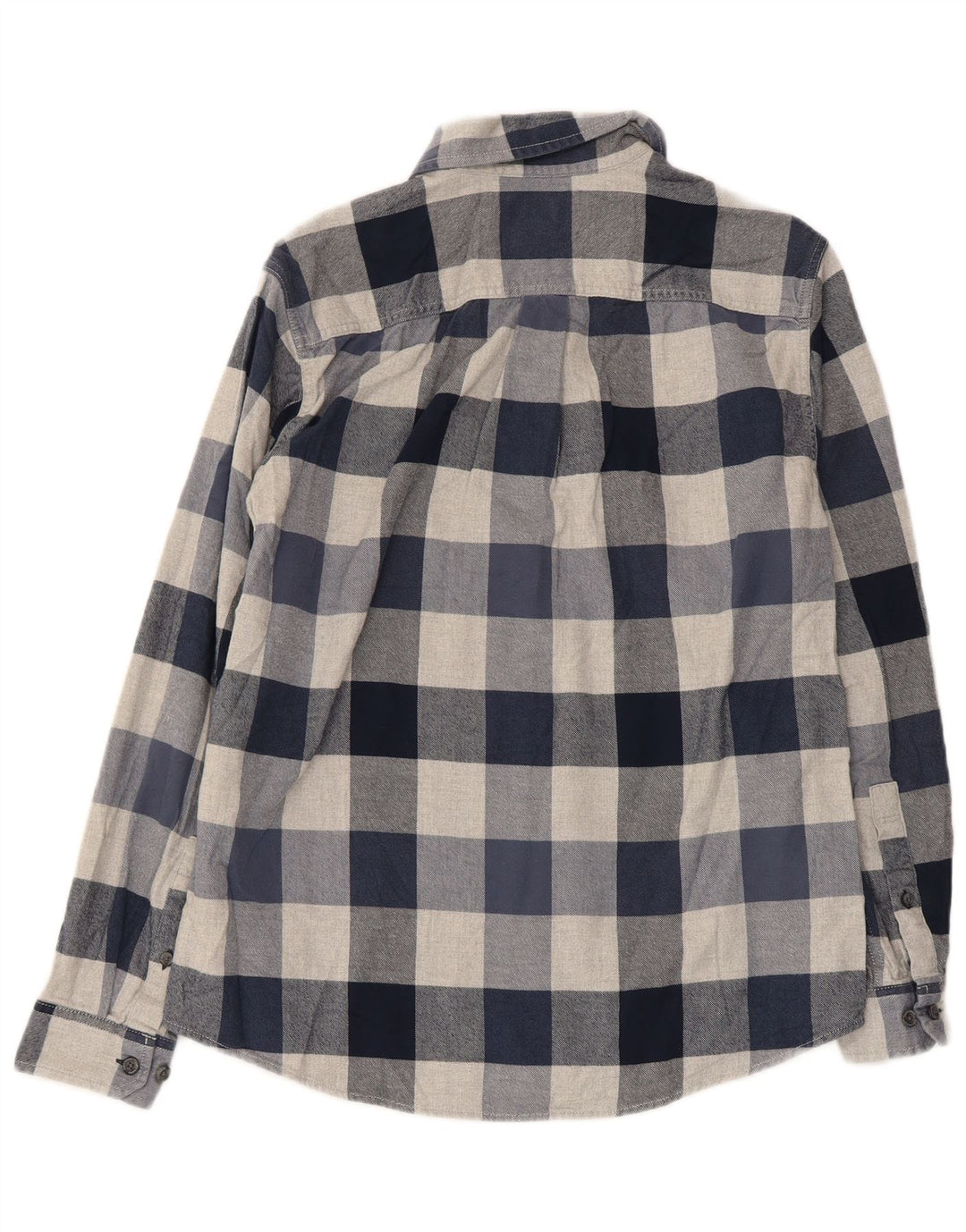 EDDIE BAUER Mens Flannel Shirt Medium Navy Blue Check Cotton