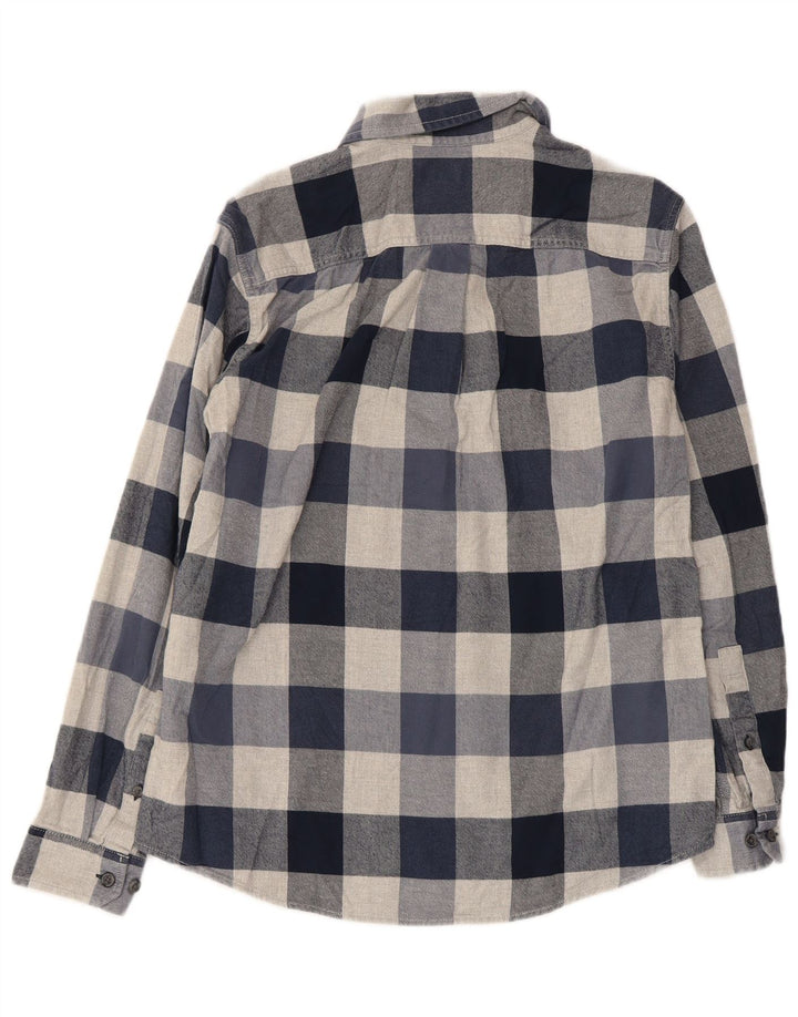 EDDIE BAUER Mens Flannel Shirt Medium Navy Blue Check Cotton