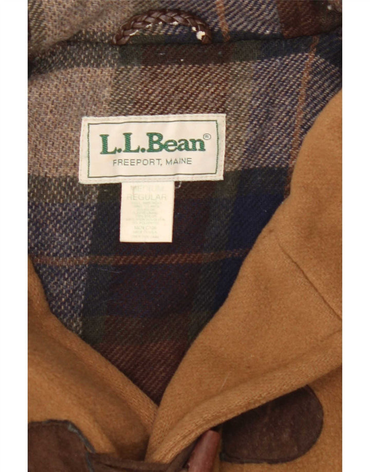 L.L.Bean Mens Hooded Duffle Coat UK 38 Medium Beige Wool