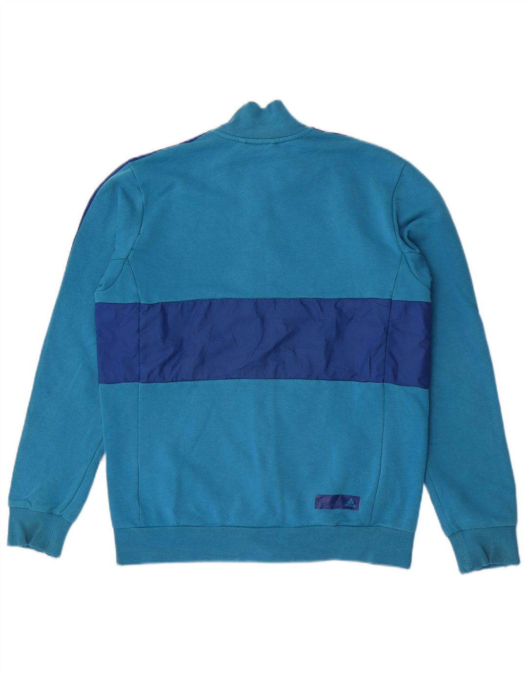 Adidas Mens Graphic Tracksuit Top Jacket Medium Blue Colourblock Cotton