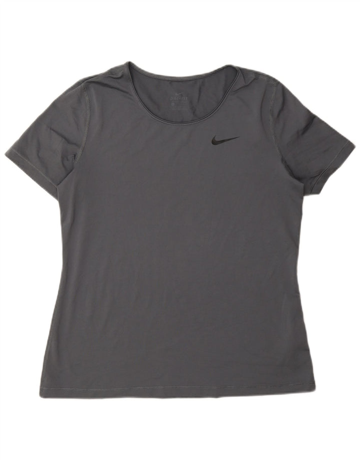 Nike Womens Dri Fit T-Shirt Top UK 16 Large Grey Polyester