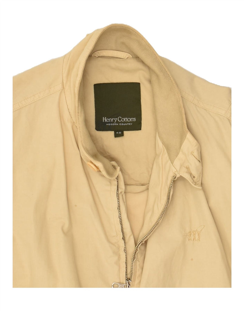 HENRY COTTONS Mens Bomber Jacket IT 48 Medium Beige Cotton | Vintage Henry Cottons | Thrift | Second-Hand Henry Cottons | Used Clothing | Messina Hembry 