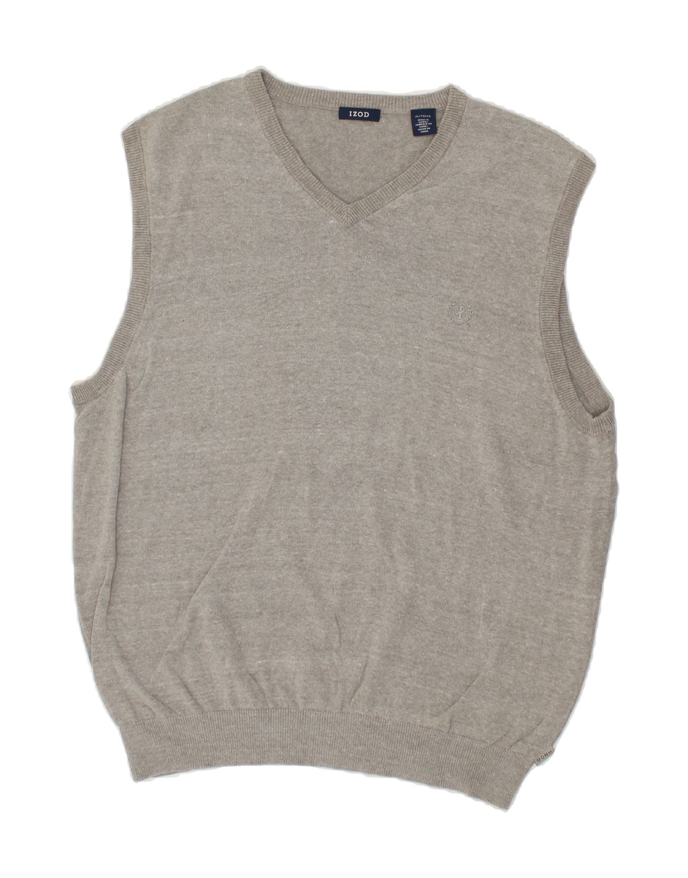 IZOD Mens Vest Tank Top XL Grey Cotton Vintage Second-Hand