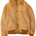 Vintage Mens Bomber Shearling Jacket UK 38 Medium Beige