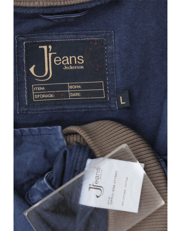 Jeckerson Mens Denim Jacket UK 40 Large Navy Blue Cotton