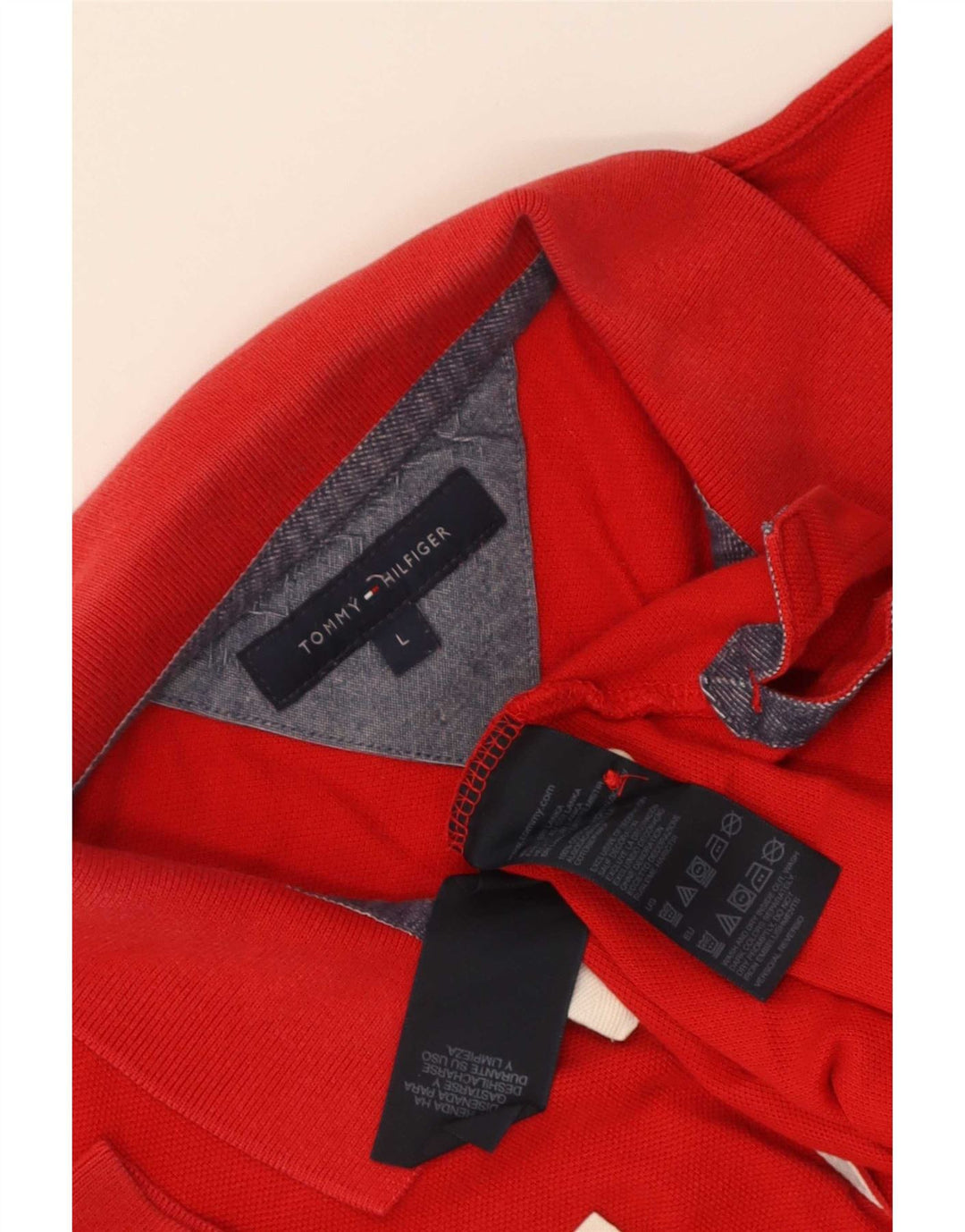 Tommy Hilfiger Mens Graphic Polo Shirt Large Red Cotton