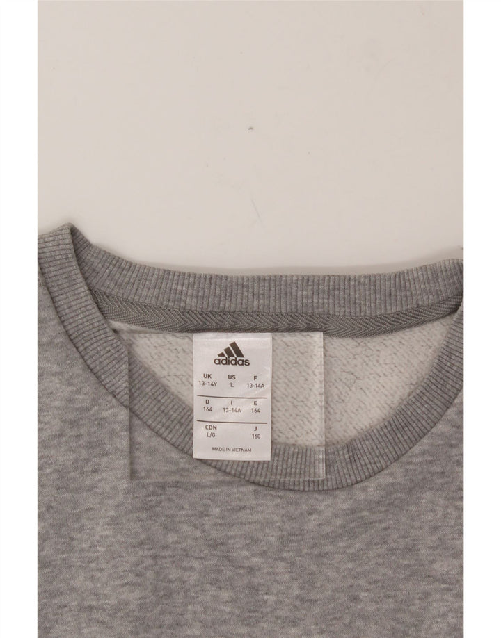 ADIDAS Boys Sweatshirt Jumper 13-14 Years  Grey Vintage Adidas and Second-Hand Adidas from Messina Hembry 