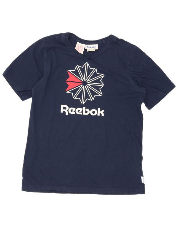 Reebok Boys Graphic T-Shirt Top 13-14 Years Navy Blue Cotton