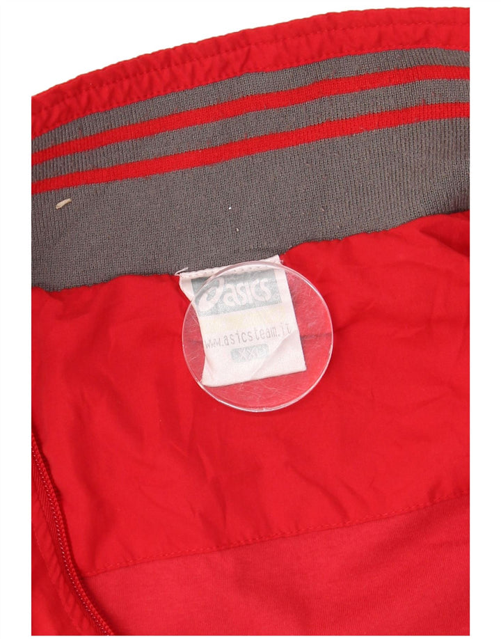 ASICS Mens Graphic Tracksuit Top Jacket 2XL Red Colourblock Polyester