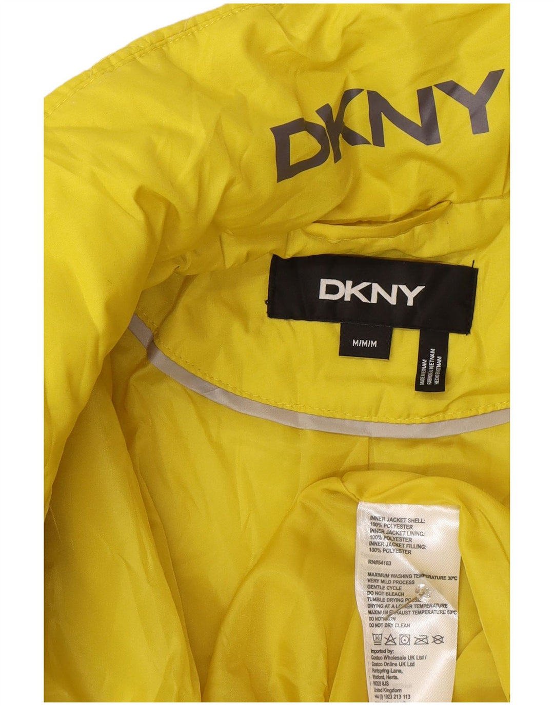Dkny Womens Padded Jacket UK 12 Medium Yellow Polyester Modern