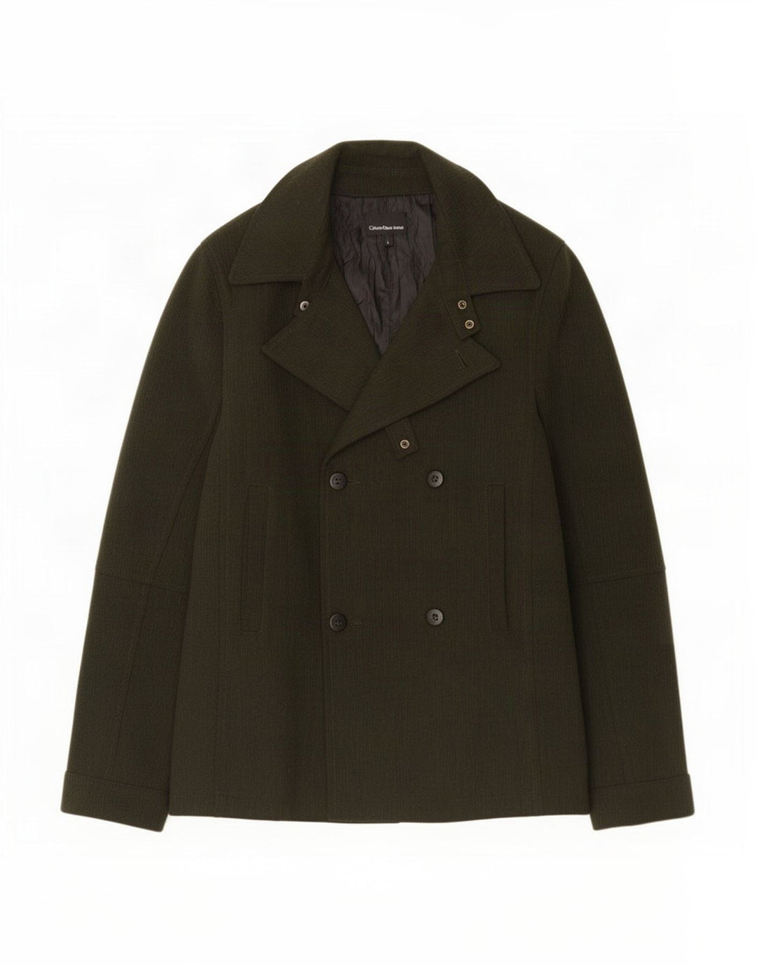 Calvin Klein Jeans Mens Pea Coat UK 40 Large Khaki Polyester