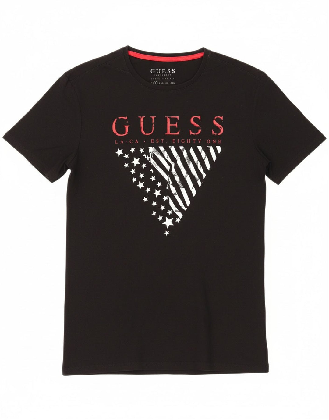 GUESS Womens Slim Fit Graphic T-Shirt Top UK 14 Medium Black Vintage Guess and Second-Hand Guess from Messina Hembry 