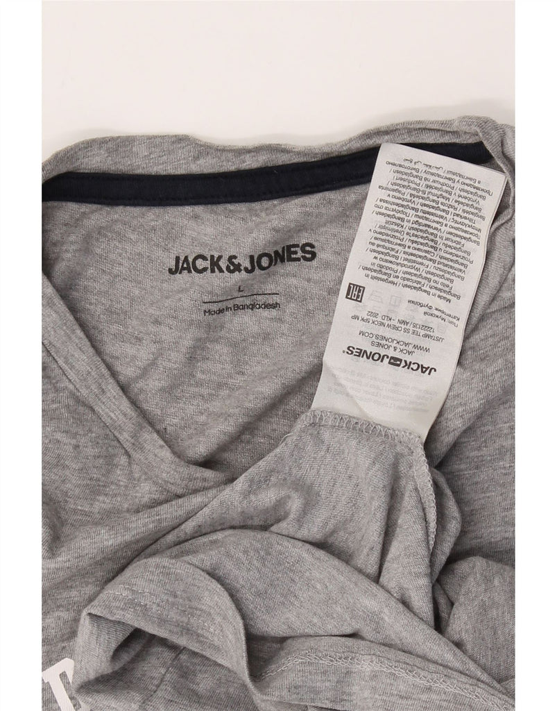 JACK & JONES Mens Graphic T-Shirt Top Large Grey Vintage Jack & Jones and Second-Hand Jack & Jones from Messina Hembry 