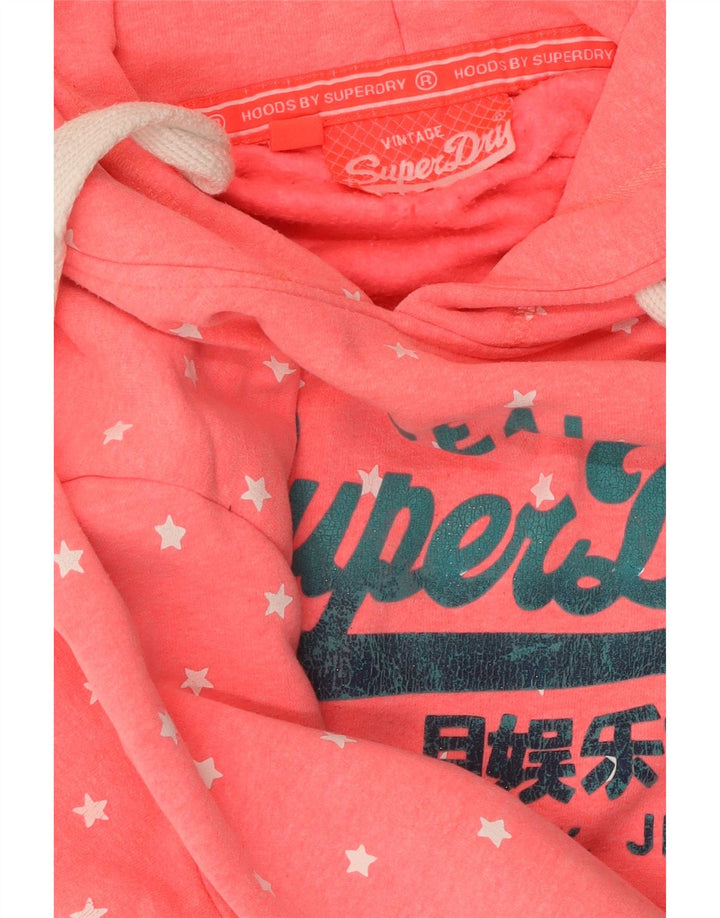 Superdry Womens Graphic Hoodie Jumper UK 18 XL Pink Spotted Cotton