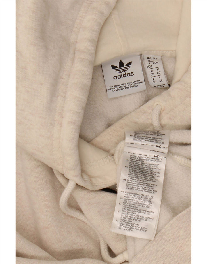 ADIDAS Womens Hoodie Jumper UK 12 Medium  Grey Cotton