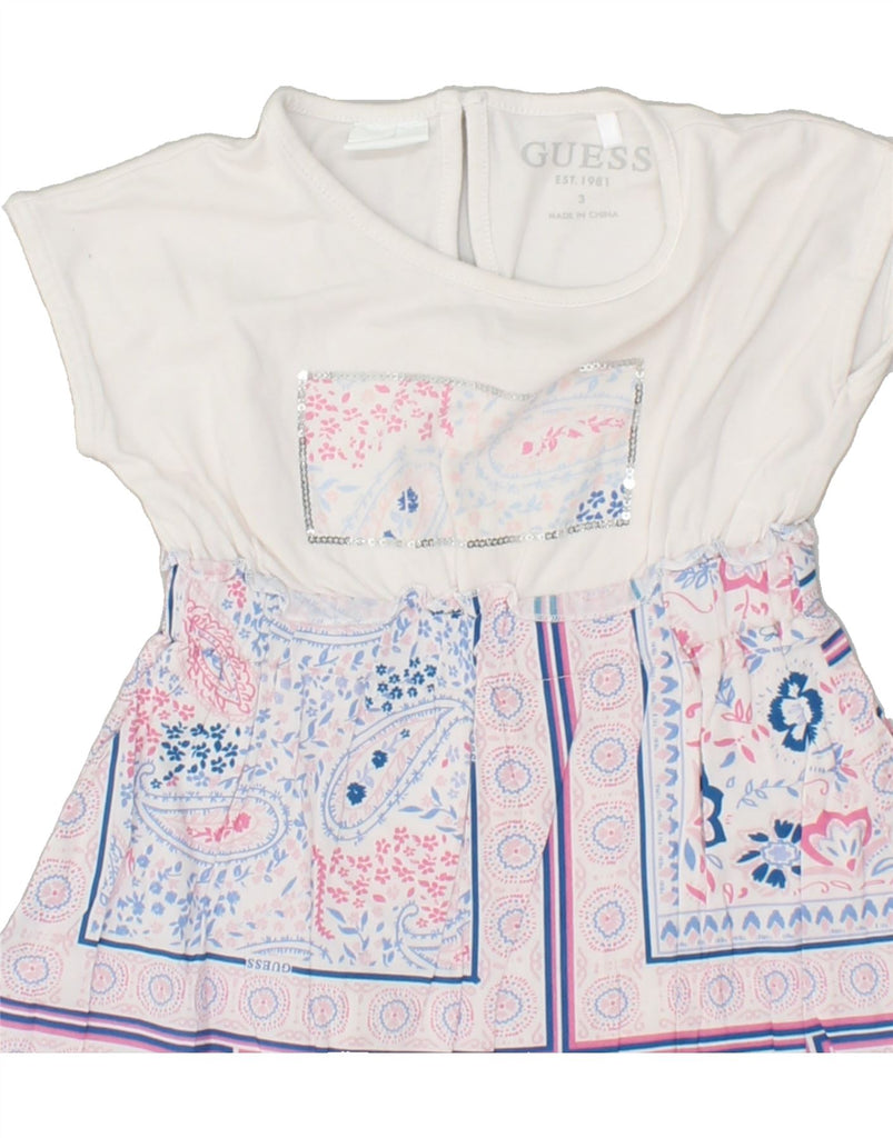 GUESS Girls Short Sleeve A-Line Dress 2-3 Years White Paisley | Vintage Guess | Thrift | Second-Hand Guess | Used Clothing | Messina Hembry 