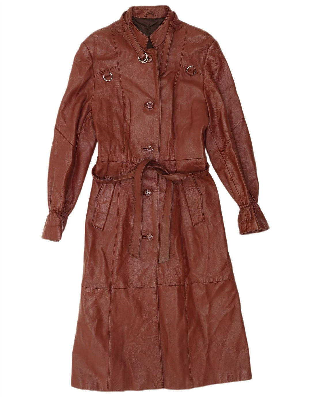 Vintage Womens Leather Coat IT 44 Medium Brown Leather