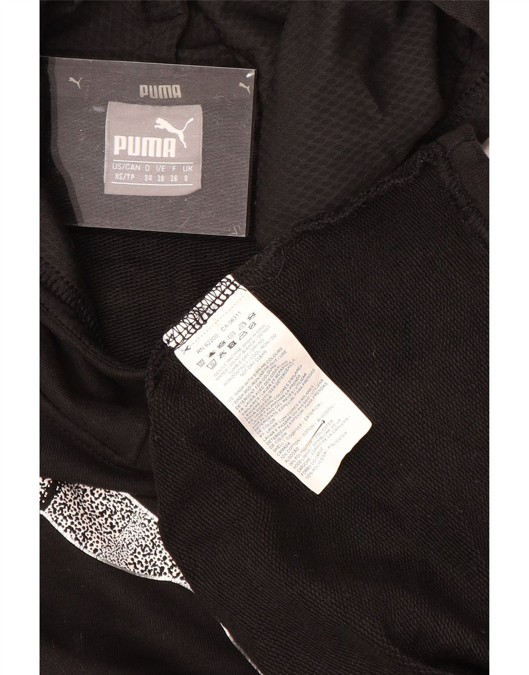 PUMA Womens Graphic Hoodie Jumper UK 8 Small Black Polyester