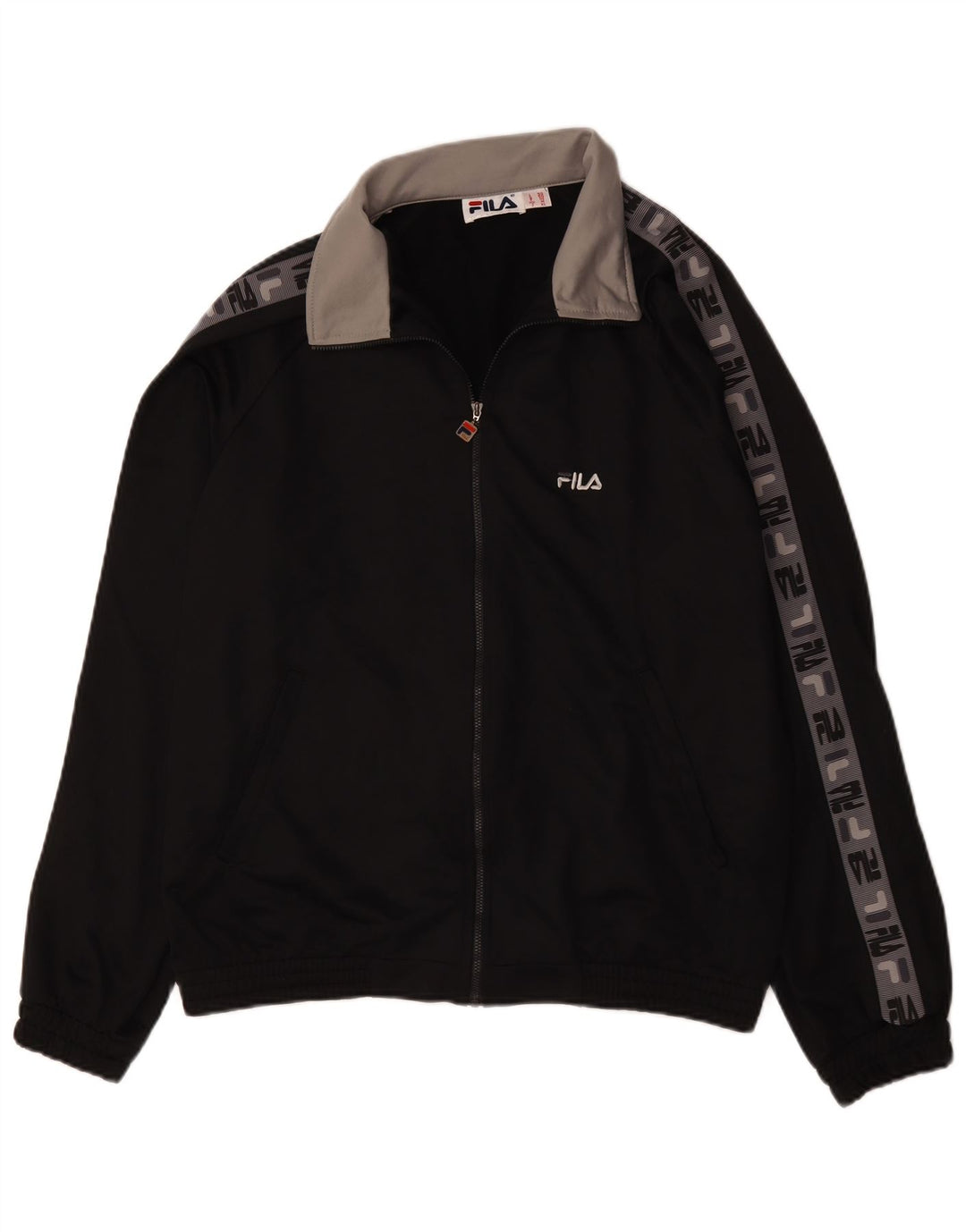 Fila Mens Graphic Tracksuit Top Jacket IT 50 Medium Black Colourblock