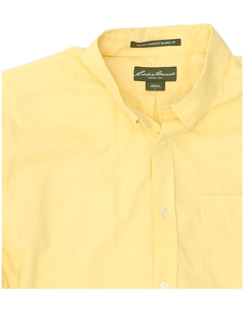 EDDIE BAUER Mens Wrinkle Resistant Relaxed Fit Shirt Large Yellow Cotton | Vintage Eddie Bauer | Thrift | Second-Hand Eddie Bauer | Used Clothing | Messina Hembry 