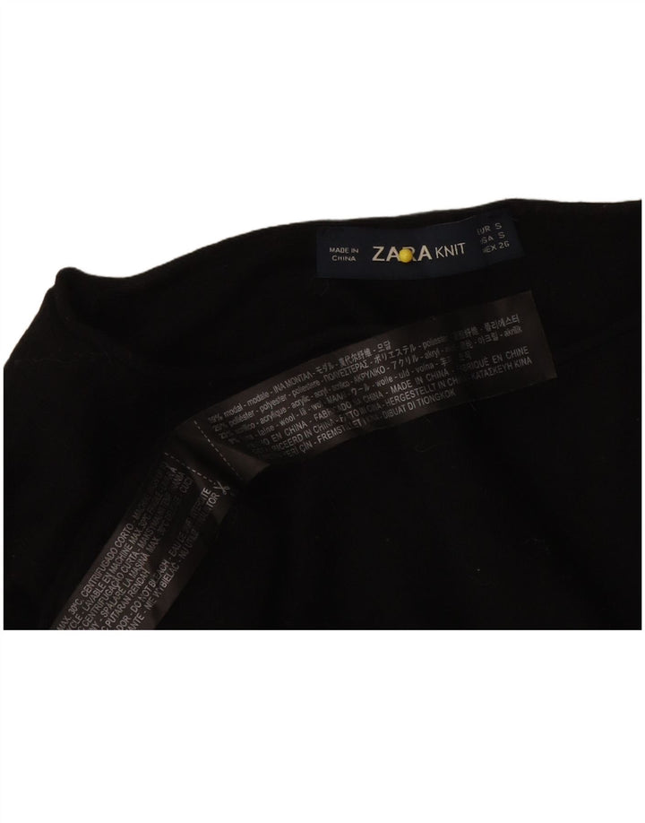 Zara Womens Top Long Sleeve UK 10 Small Black Modal