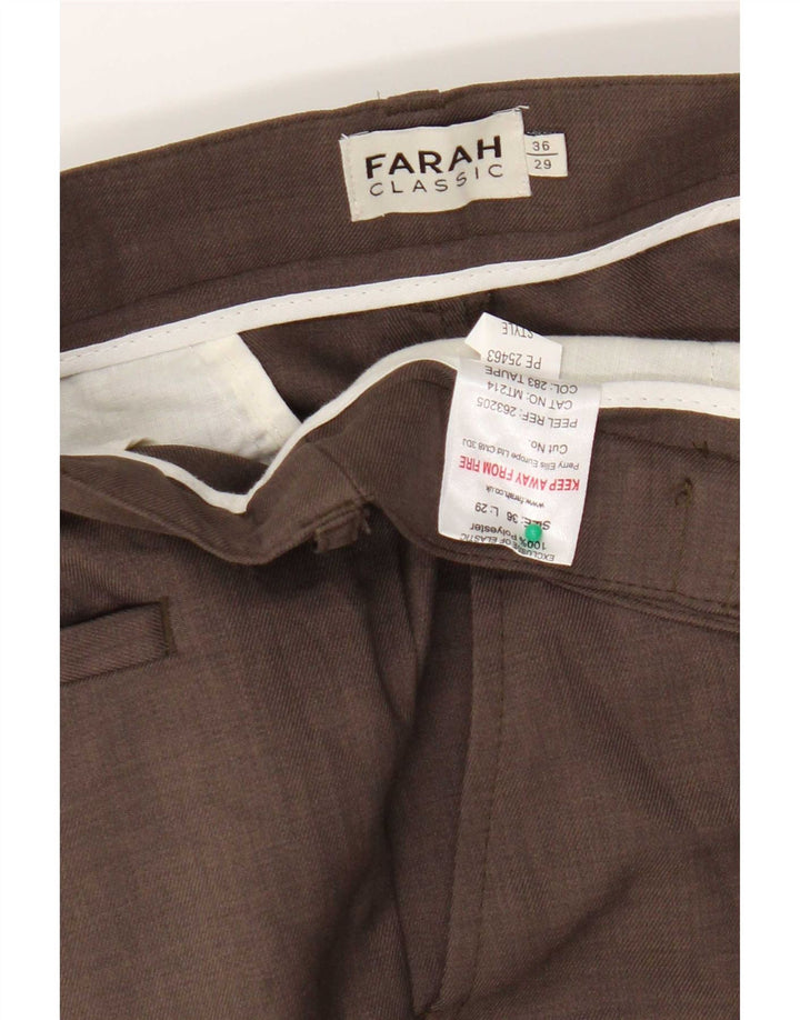 Farah Mens Classic Fit Chino Trousers W36 L29 Brown Polyester