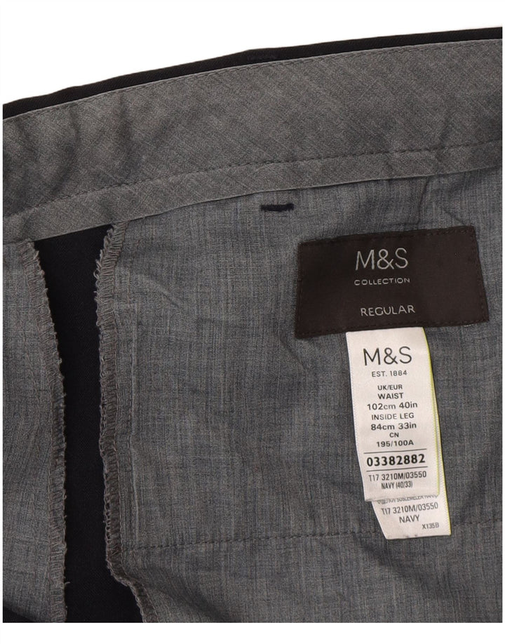 Marks & Spencer Mens Straight Regular Suit Trousers W40 L33 Navy Blue