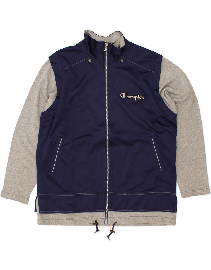 CHAMPION Mens Graphic Tracksuit Top Jacket XL Navy Blue Colourblock Vintage Champion and Second-Hand Champion from Messina Hembry 