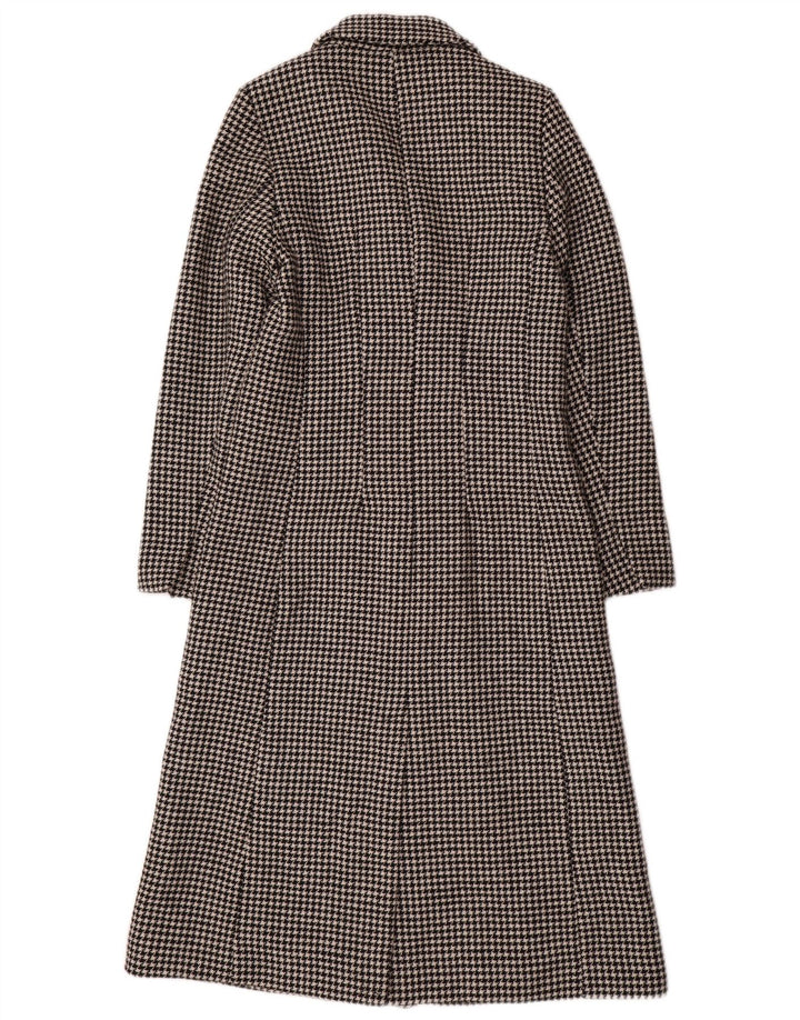 Marks & Spencer Womens Double Breasted Coat UK 8 Small Black Houndstooth