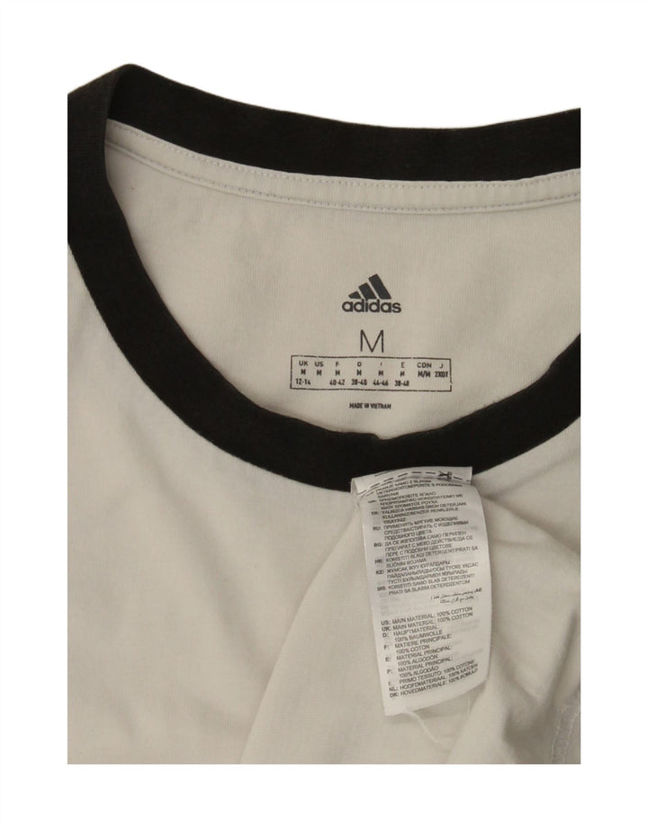 Adidas Womens T-Shirt Top UK 12/14 Medium White Cotton