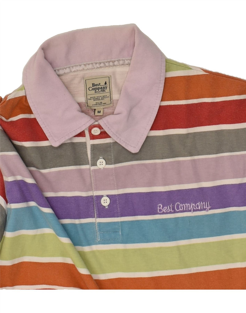 BEST COMPANY Mens Polo Shirt Medium Multicoloured Striped Cotton | Vintage Best Company | Thrift | Second-Hand Best Company | Used Clothing | Messina Hembry 