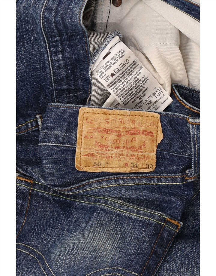 Levi's Mens 501 Straight Jeans W34 L32 Blue Cotton