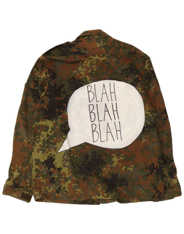 VINTAGE Mens Graphic Military Jacket UK 36 Small Khaki Camouflage