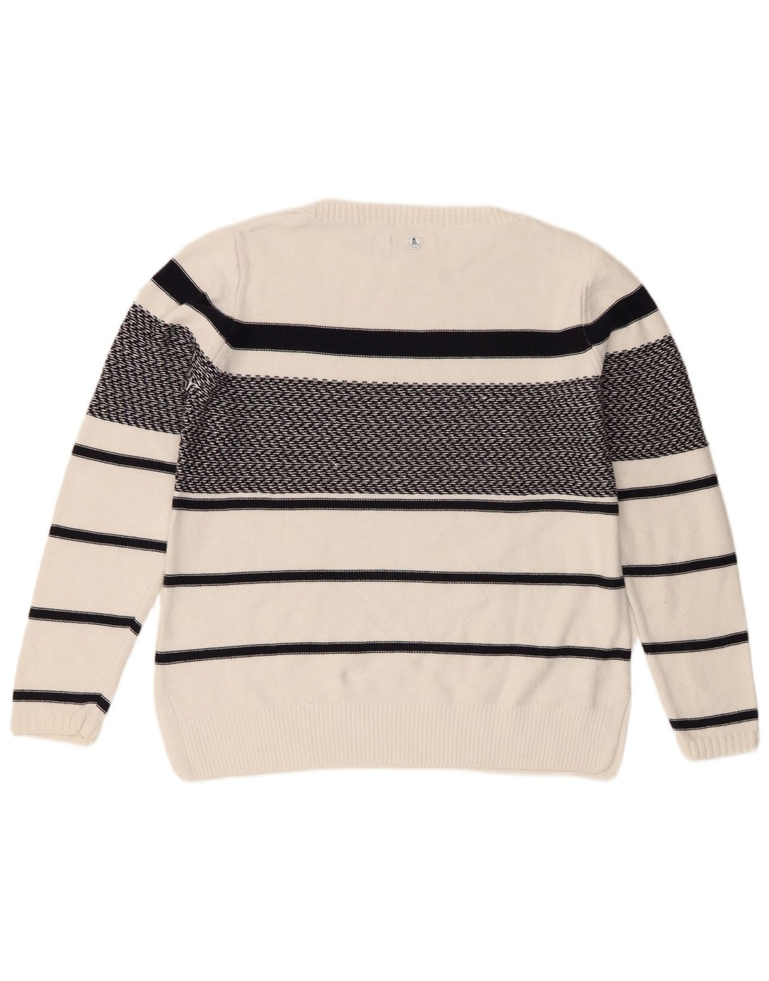 Barbour Womens Oversized Boat Neck Jumper Sweater UK 10 Small White Striped