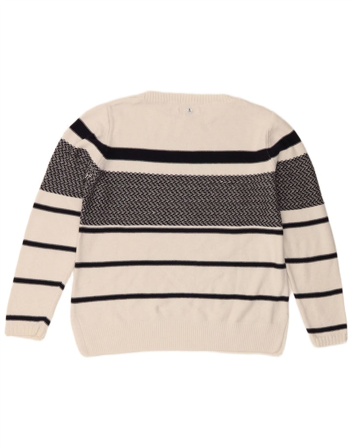 Barbour Womens Oversized Boat Neck Jumper Sweater UK 10 Small White Striped