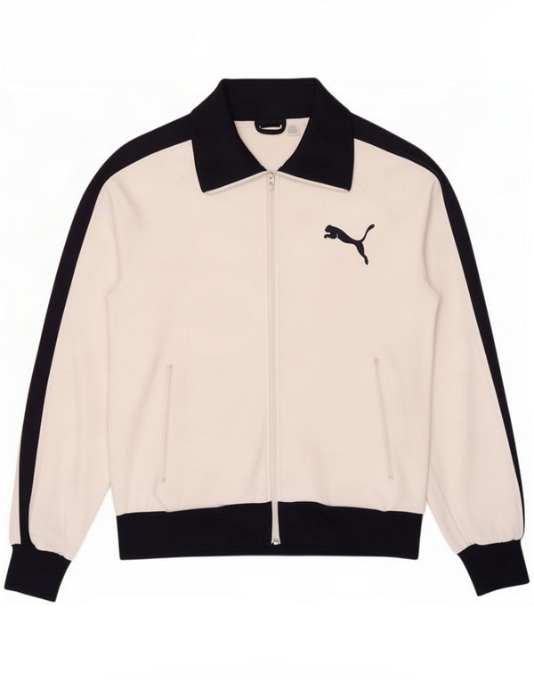 Puma Mens Graphic Tracksuit Top Jacket Medium White Colourblock Polyester