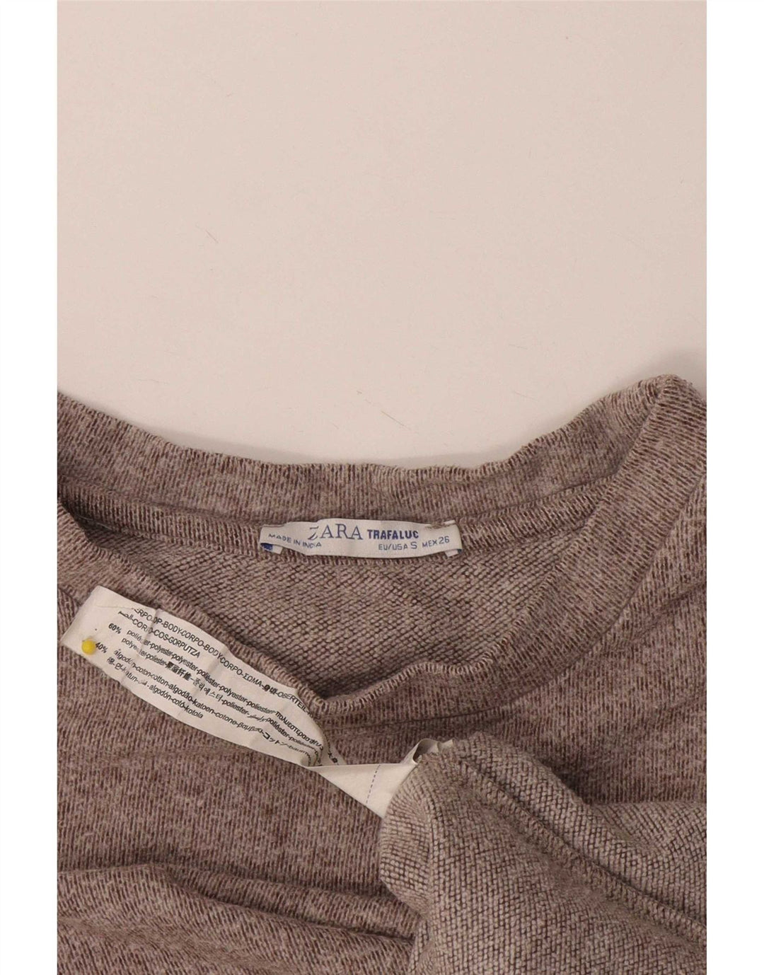 Zara Womens Trafaluc Oversized Top Long Sleeve UK 10 Small Brown Flecked