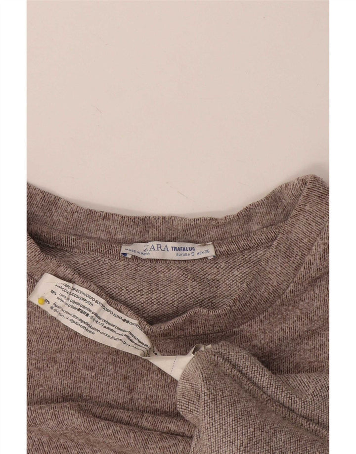 Zara Womens Trafaluc Oversized Top Long Sleeve UK 10 Small Brown Flecked