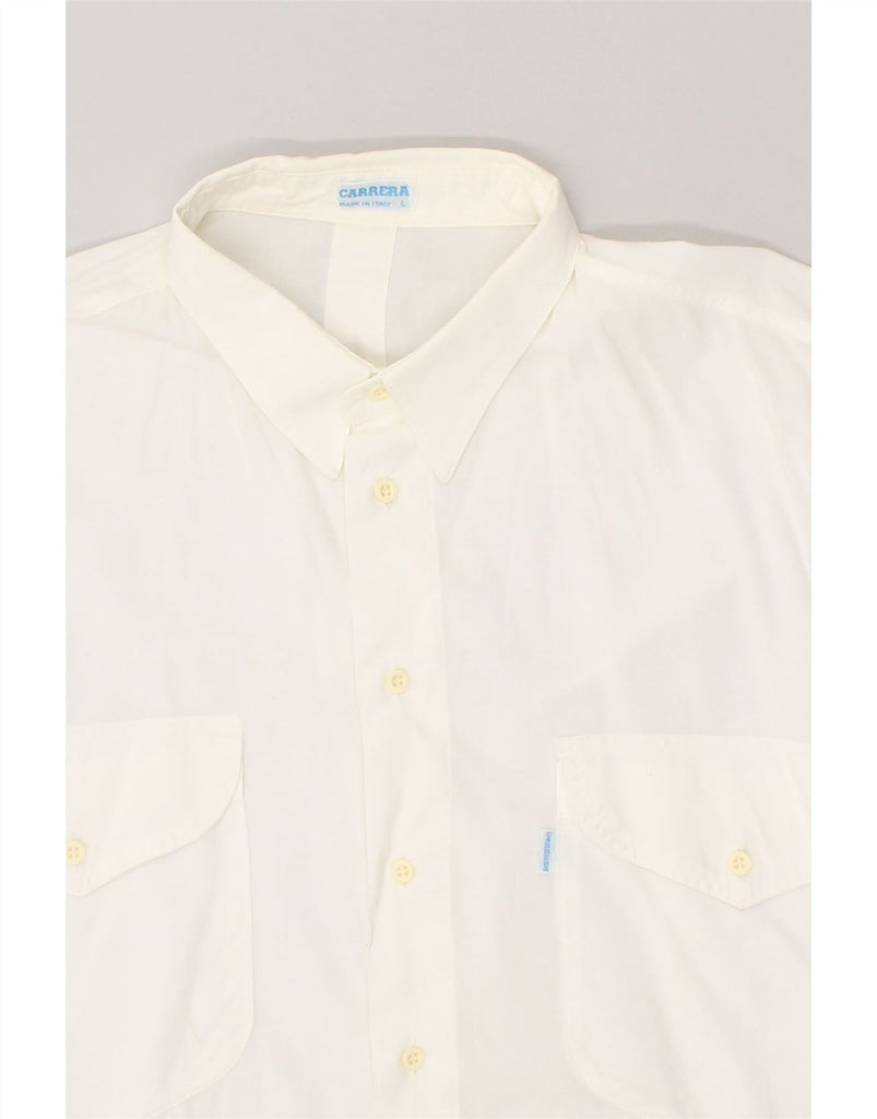 CARRERA Mens Shirt Large White Cotton | Vintage Carrera | Thrift | Second-Hand Carrera | Used Clothing | Messina Hembry 