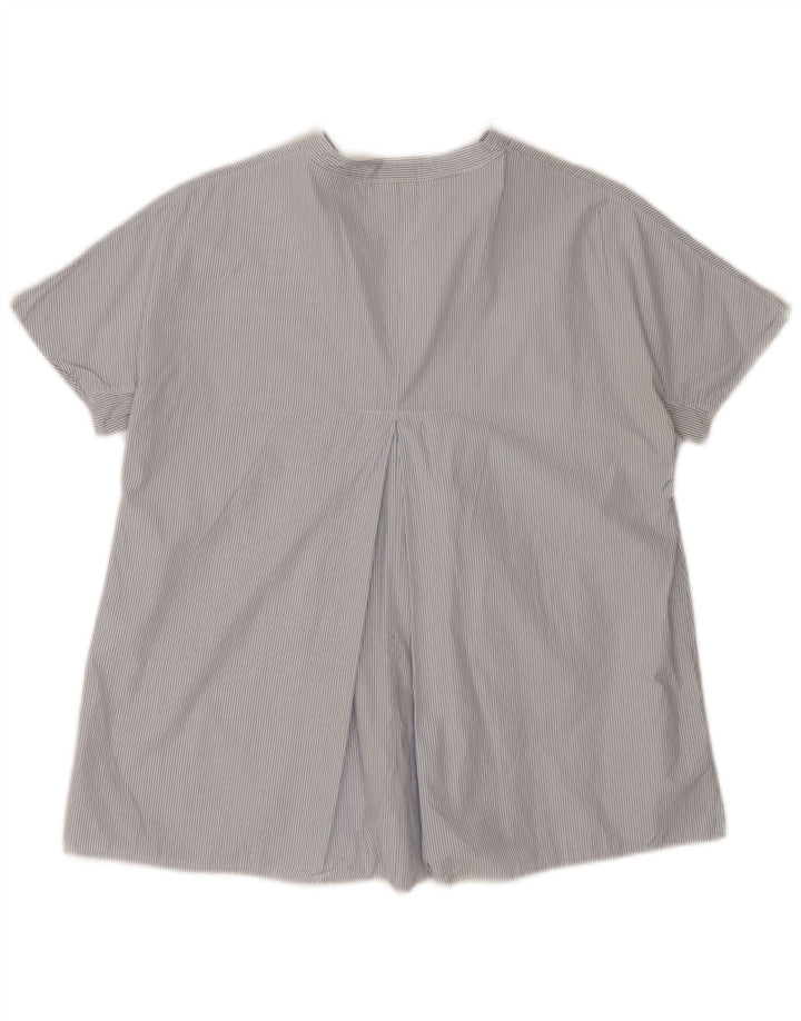 Aspesi Womens Blouse Top EU 38 Medium Blue Pinstripe Cotton
