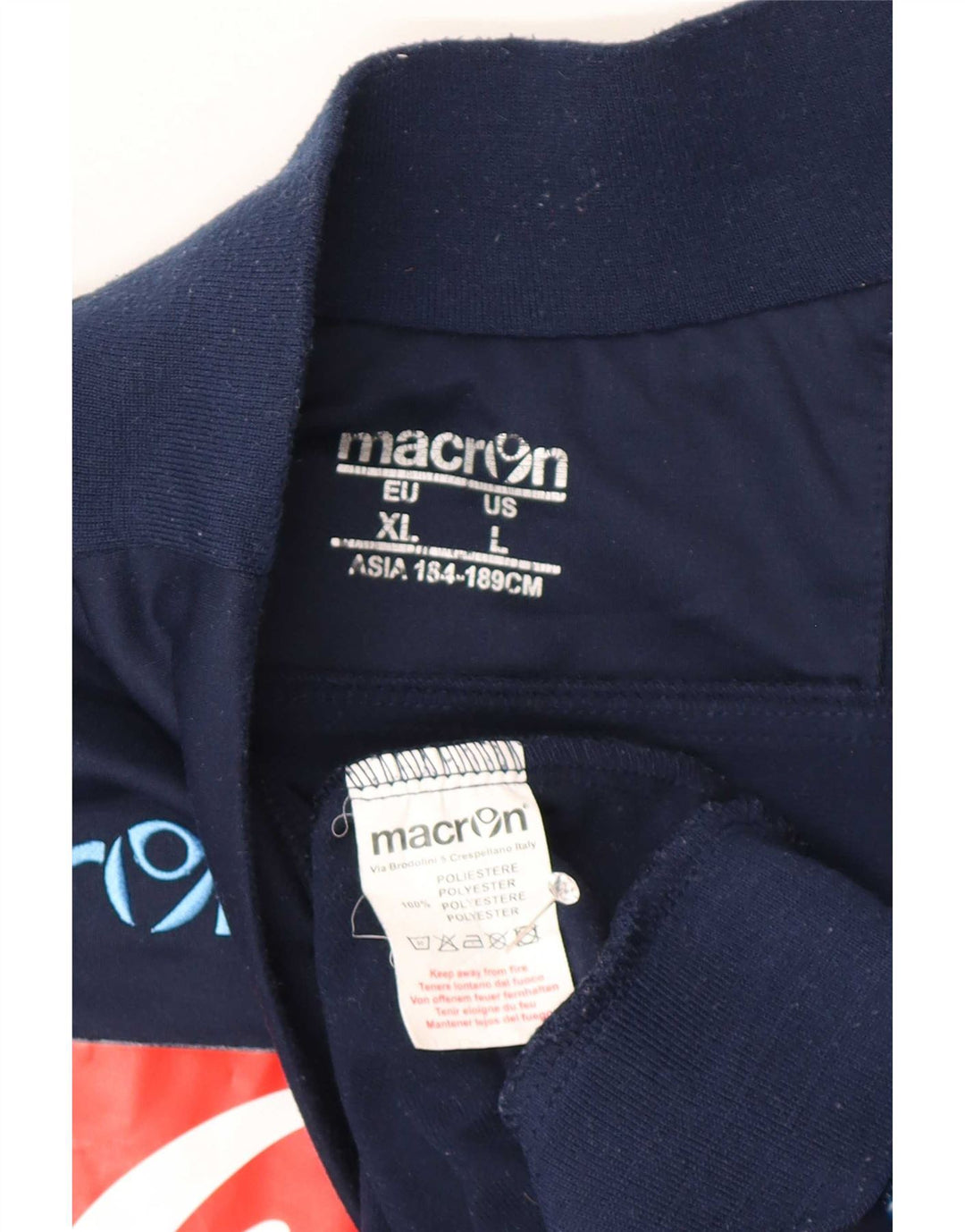 Macron Mens Graphic Pullover Tracksuit Top Large Navy Blue Colourblock